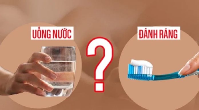 Brushing teeth or drinking water first in the morning?