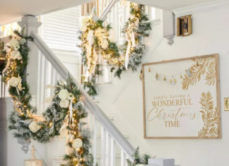 Fun and Bright Christmas Stair Decoration Ideas