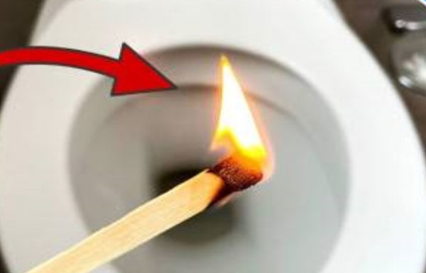 What happens when you drop a matchstick into a toilet bowl?
