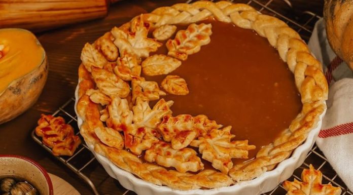 Delicious and rich red pumpkin cake with a fragrant caramel sauce