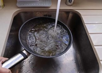 Why you should avoid washing greasy pans with hot water?