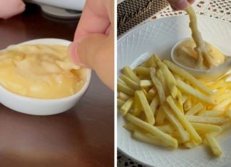 Homemade Cheesy Dipping Sauce for Deliciously Crispy French Fries, the More You Eat, the More Addictive It Gets