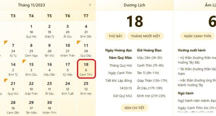 Best and most accurate time to check on 18/11/2023, lunar calendar, today good or bad day