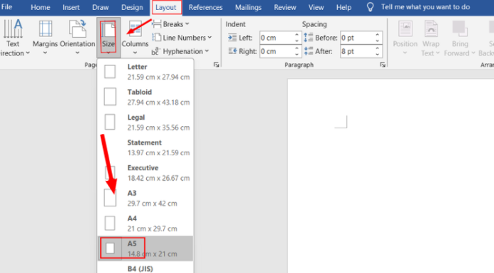 What is the exact size of A5 paper and how to create A5 paper size in Word