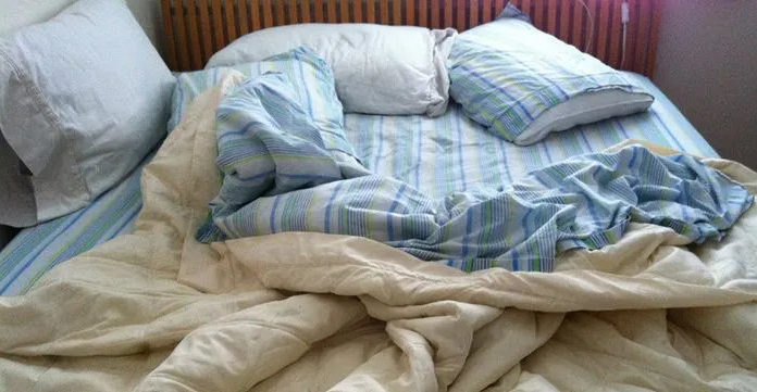 Waking up with messed up sheets can harm your skin, warns sleep expert, tidiness is beneficial