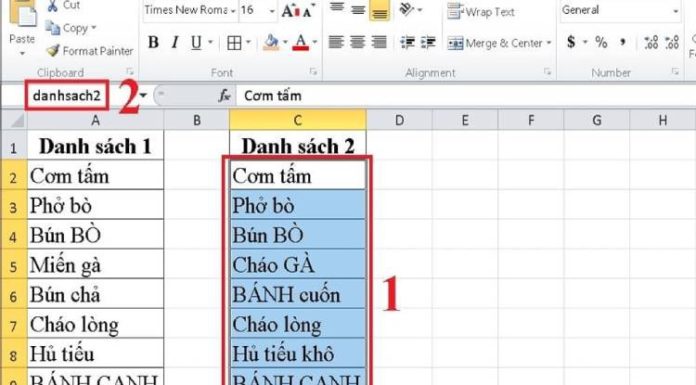Simple function to compare two columns in Excel