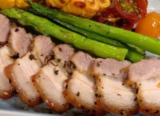 Delicious and irresistible weekend treat: Grilled pork belly with fragrant sesame!