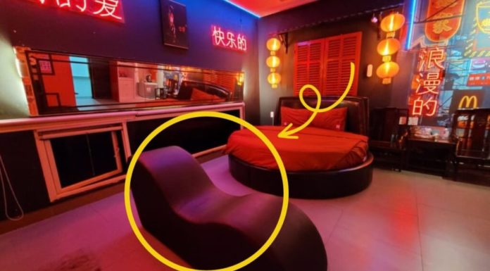 Love hotel, inn adds a strange curved chair: Do you know what for?