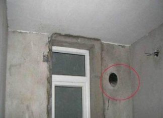 Husband drills hole in bathroom wall, wife puzzled but unaware of its significant impact
