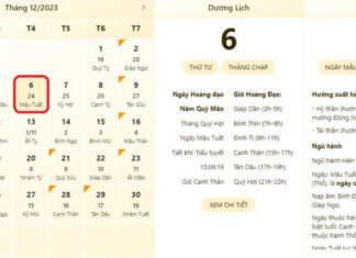 The most accurate guide to the best and worst time on December 6, 2023. Check the lunar calendar, today’s auspicious and inauspicious days.