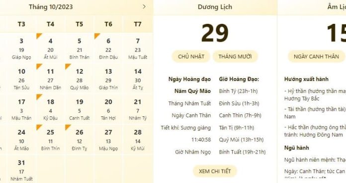 Best and worst times to do activities on 29/10/2023 for good luck and fortune