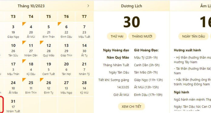 Check Your Auspicious and Inauspicious Times on October 30, 2023: View Lunar Calendar, What to Do at the End of the Month for Good Luck
