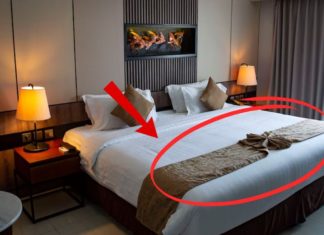 Why do hotel beds usually have a horizontal bedspread? Is it just for decoration?