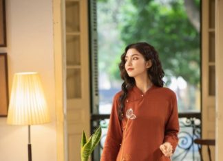 Stylish and elegant embroidered loose-fitting ao dai for women this Tet