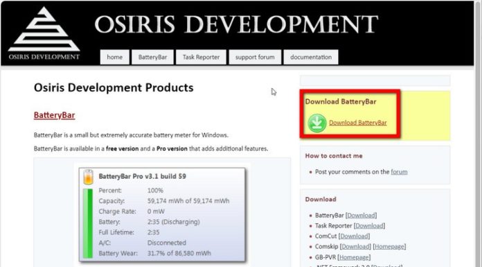 Batterybar – An essential battery management application for laptop users