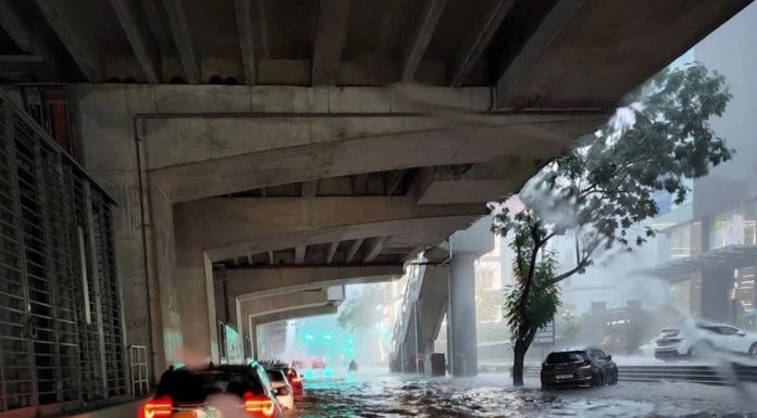 Be cautious when driving through flooded areas