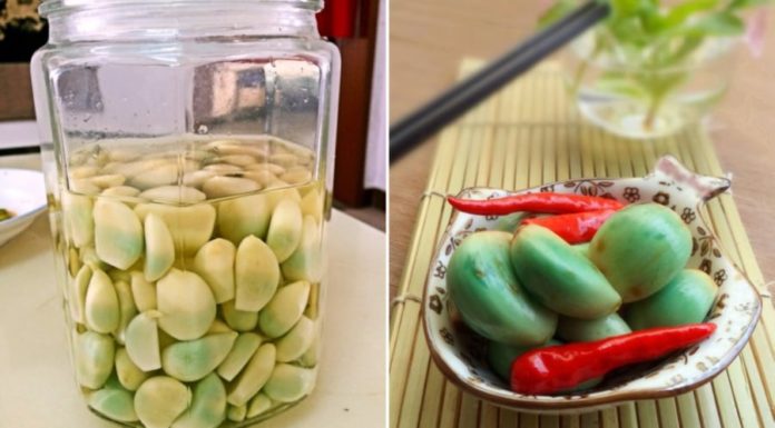 Is green-garlic soaked in vinegar edible?