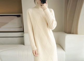 Warm, youthful, and elegant knitted dress for the cold season