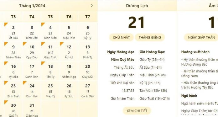 Best and most accurate time and lunar calendar on January 21, 2024