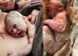 Why do newborns have a white coating on their skin and what can expectant mothers do for a cleaner baby?