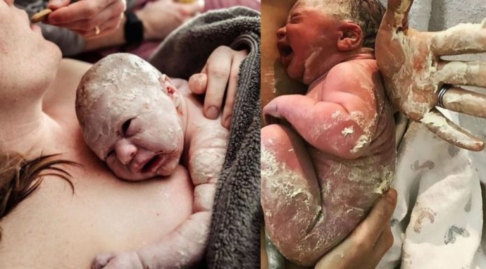 Why do newborns have a white coating on their skin and what can expectant mothers do for a cleaner baby?