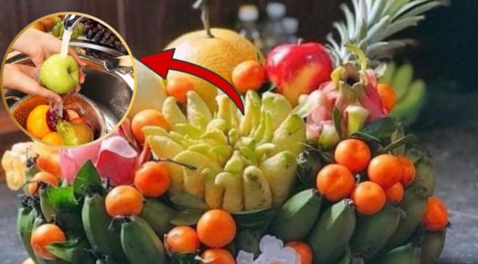 Is it necessary to wash fruits before placing them on the altar for offering?