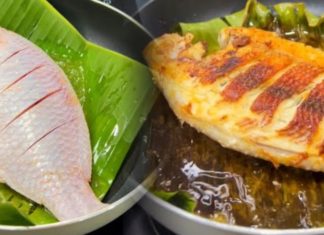 How to fry fish with banana leaves, no sticking, crispy fish