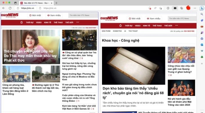 How to split the screen on Microsoft Edge browser