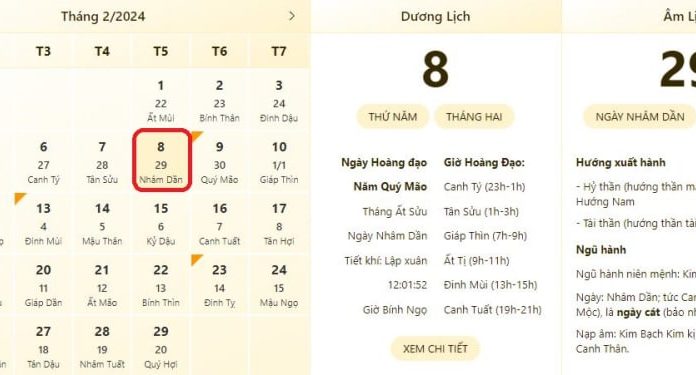 The Most Accurate Time and Lunar Calendar for February 8, 2024