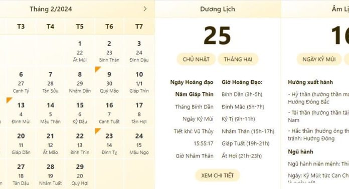 Best and Most Accurate Timing and Lunar Calendar for February 25, 2024