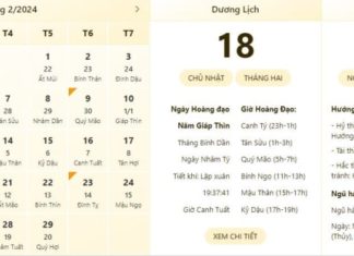 Best and most accurate time and lunar calendar for February 18, 2024