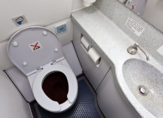 Why flight attendants often advise passengers to do this immediately when using the restroom on an airplane?