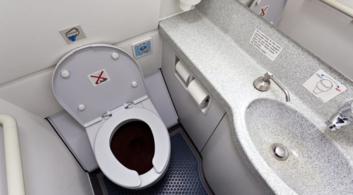 Why flight attendants often advise passengers to do this immediately when using the restroom on an airplane?