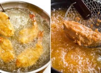 When frying, add this to the pan along with the oil, guaranteeing no oil splatters.