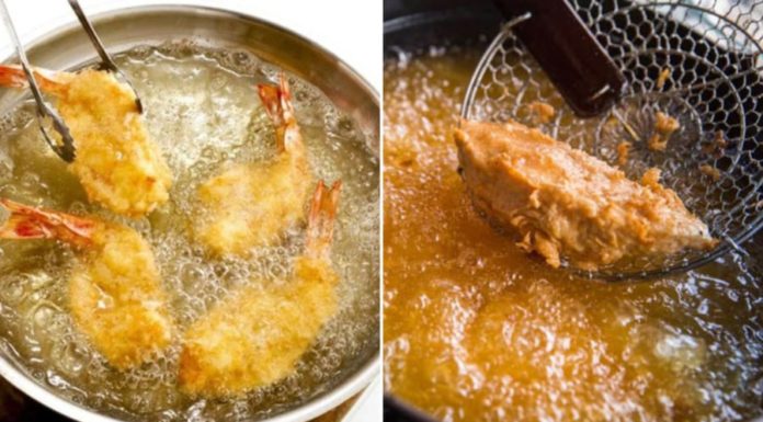 When frying, add this to the pan along with the oil, guaranteeing no oil splatters.