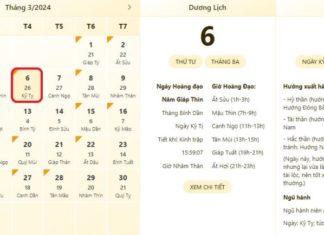The most accurate and precise time and lunar calendar for March 6, 2024