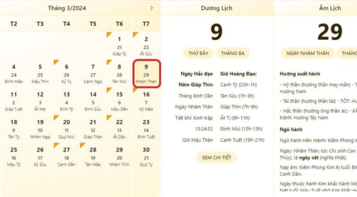 Most accurate predictions for good and bad hours on March 9, 2024, check the lunar calendar for March 9, 2024