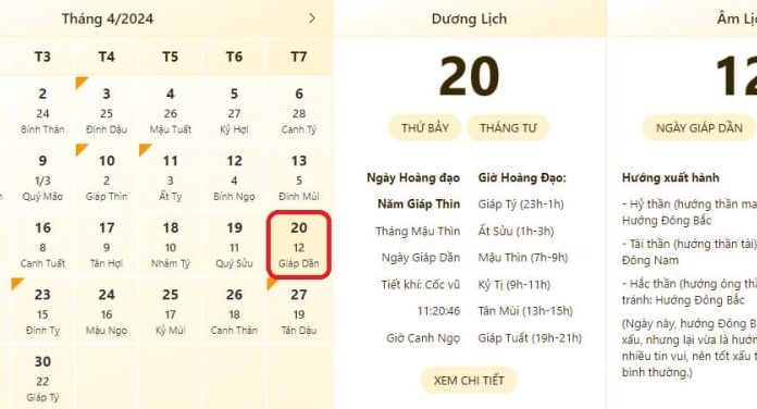 Good/Bad Hours on Apr 20 2024: See most accurate lunar calendar on Apr 20 2024