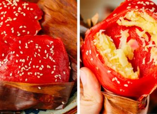 Red-Velvet Gac Fruit Cake – A Chewy, Nutty Delicacy from Hai Duong Province