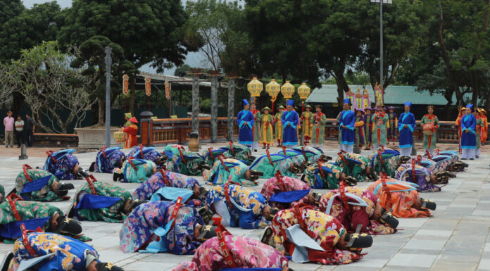 The Imperial Audience Ceremony of the Nguyen Dynasty in front of the Thai Hoa Palace