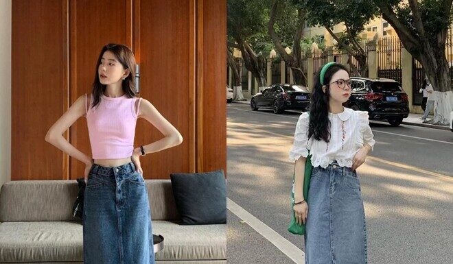 The Long Denim Skirt Trend: A Guide for U30 and U40 Women to Create an Elongated Silhouette with 6 Easy Outfit Ideas