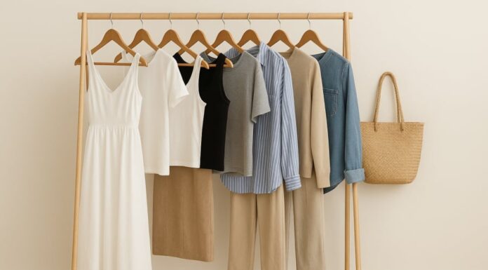 “The Ultimate Capsule Wardrobe: 2 Dresses, 3 Tops, 3 Pants – Endless Outfit Possibilities, Always Chic”