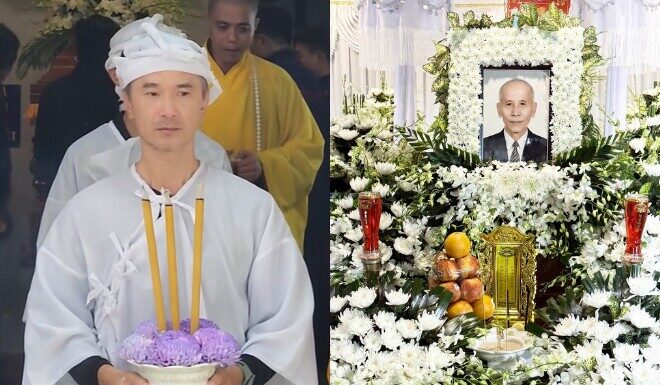 “The Veiled Farewell: Hà Tăng Pays Her Respects to Quốc Cường’s Father”