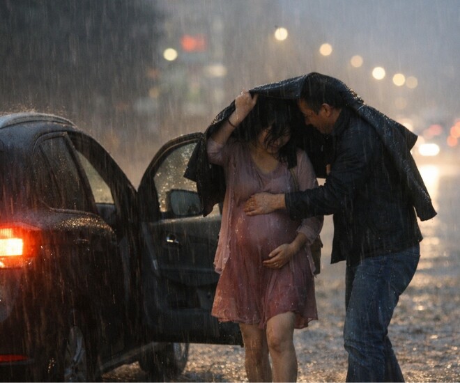 “Rainy Day Rescue: How I Brought a Pregnant Stranger Home and Gained a Family”