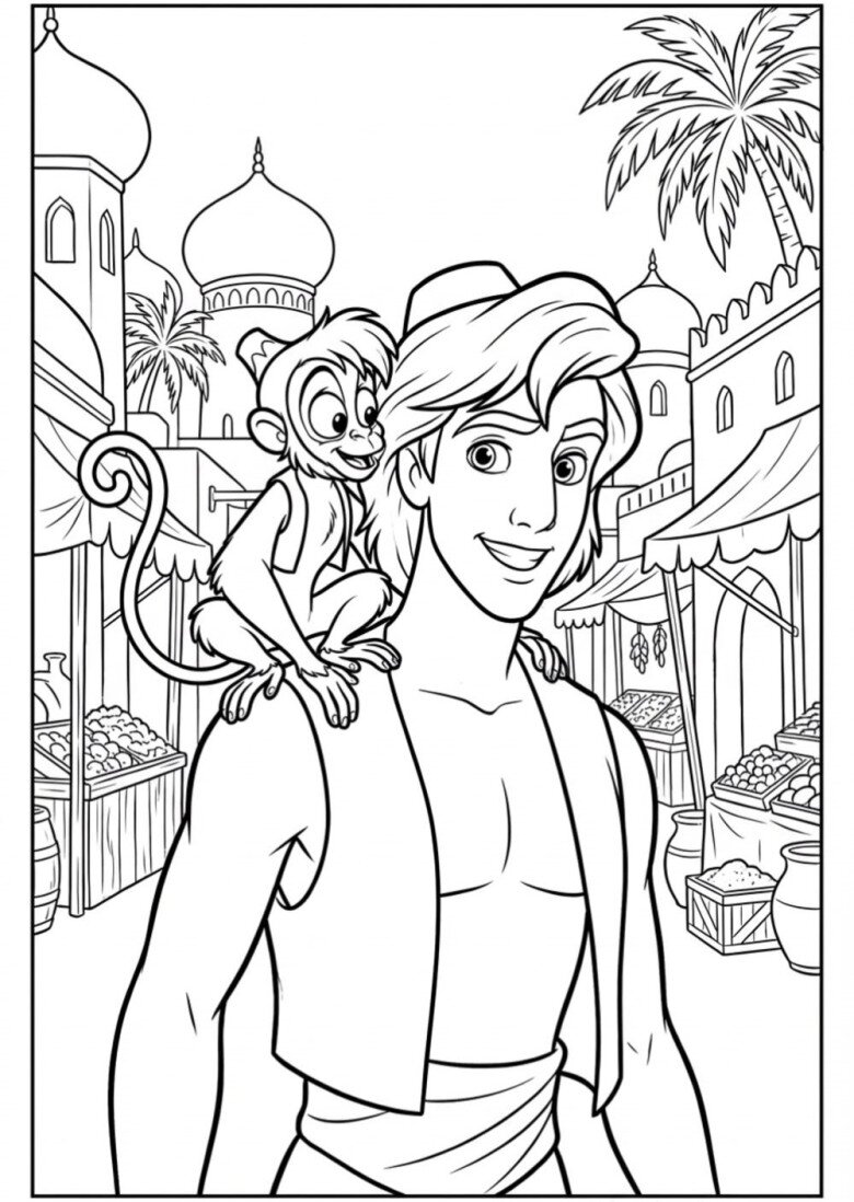 Aladdin and the Magic Lamp Coloring Pages: Spark Creativity and Explore Fairy Tales
